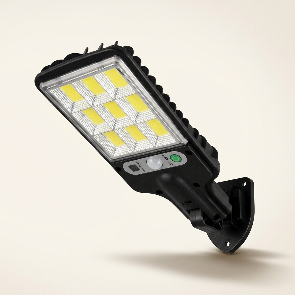 Intelamp Solar-Außenleuchte mit COB-LED-Panel, Bewegungssensor und Wandhalterung